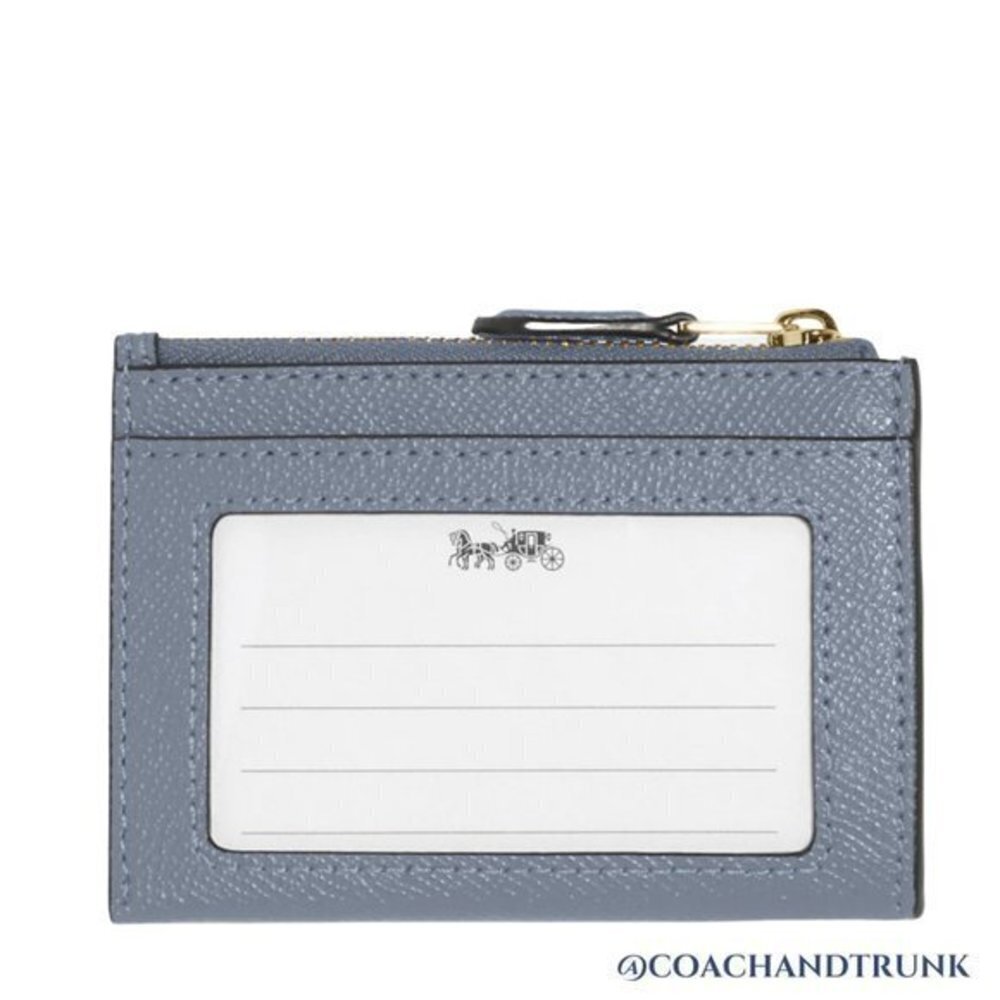 COACH LEATHER 3 PIECE SET Marble Blue Gallery Tote Double Zip Wallet + Card Case - Picture 11 of 12